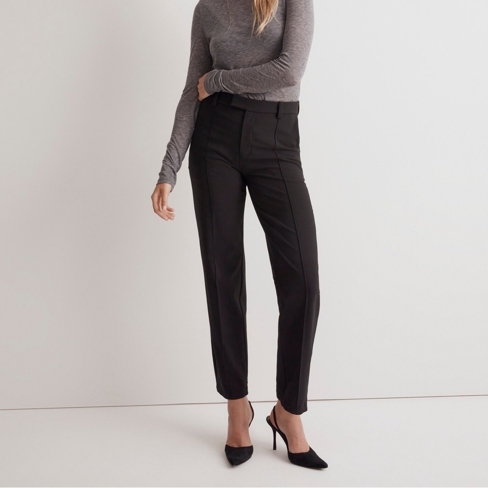 Madewell The Fairbanks Pintuck Trouser Pant in Black Size 12